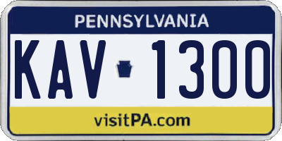 PA license plate KAV1300