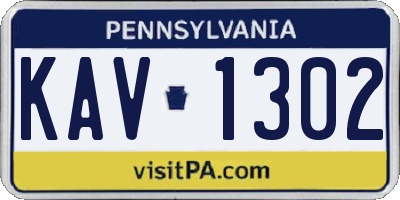 PA license plate KAV1302