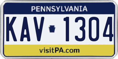 PA license plate KAV1304