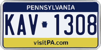 PA license plate KAV1308