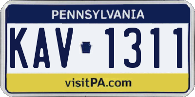 PA license plate KAV1311