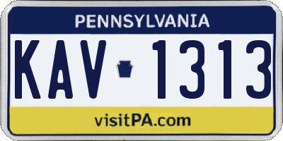 PA license plate KAV1313