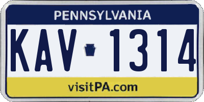PA license plate KAV1314