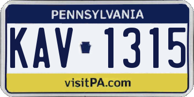 PA license plate KAV1315