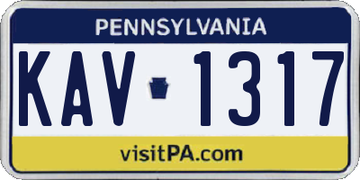 PA license plate KAV1317