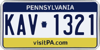 PA license plate KAV1321