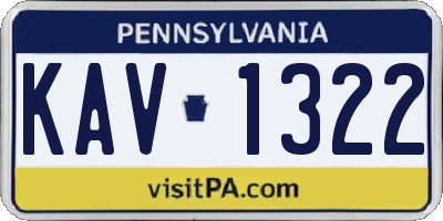 PA license plate KAV1322