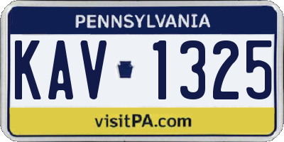 PA license plate KAV1325