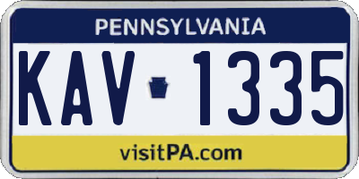 PA license plate KAV1335
