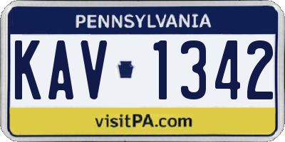 PA license plate KAV1342