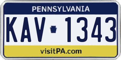 PA license plate KAV1343