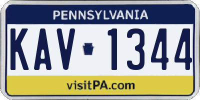 PA license plate KAV1344