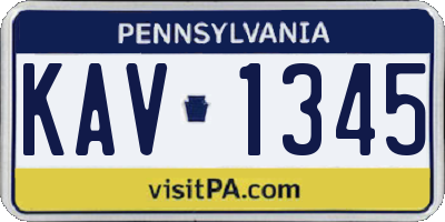 PA license plate KAV1345
