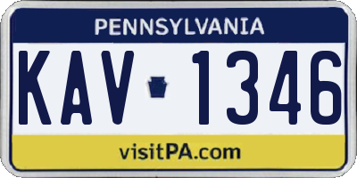 PA license plate KAV1346