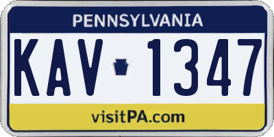 PA license plate KAV1347