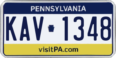 PA license plate KAV1348