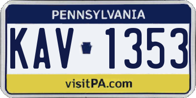 PA license plate KAV1353