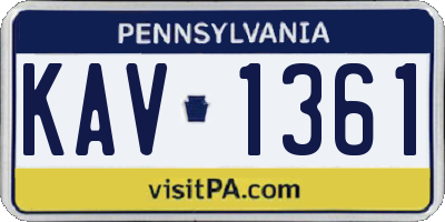 PA license plate KAV1361