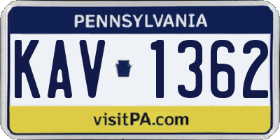 PA license plate KAV1362