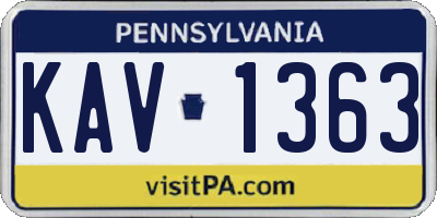 PA license plate KAV1363