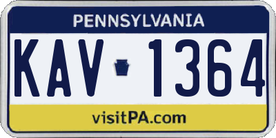 PA license plate KAV1364