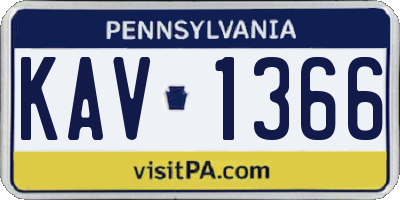 PA license plate KAV1366