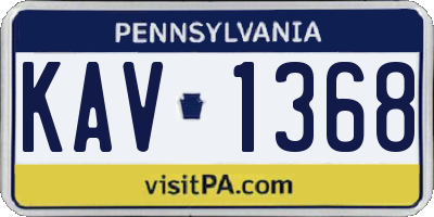 PA license plate KAV1368