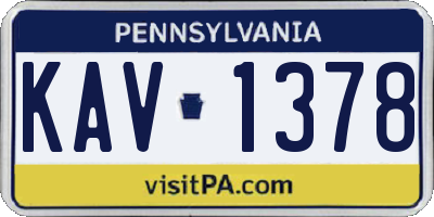 PA license plate KAV1378