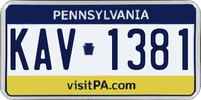 PA license plate KAV1381