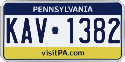PA license plate KAV1382