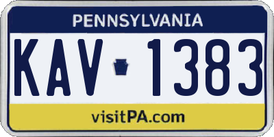 PA license plate KAV1383
