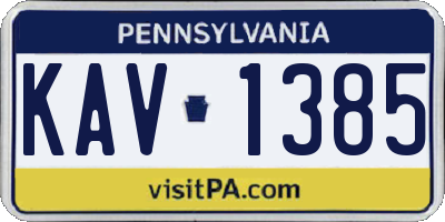 PA license plate KAV1385