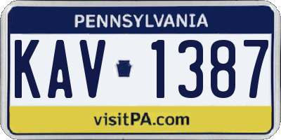 PA license plate KAV1387
