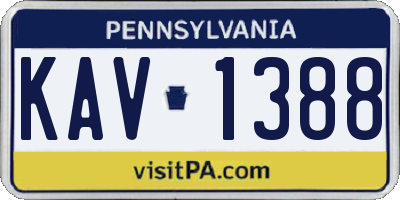 PA license plate KAV1388