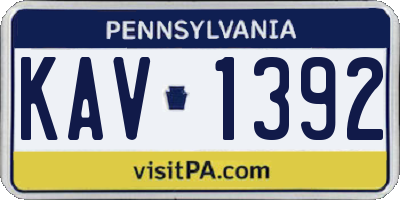 PA license plate KAV1392