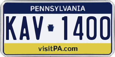 PA license plate KAV1400
