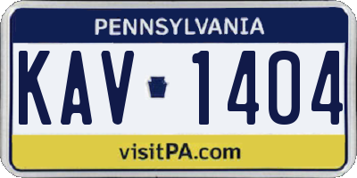 PA license plate KAV1404