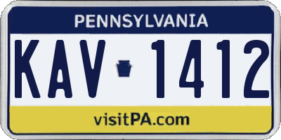 PA license plate KAV1412