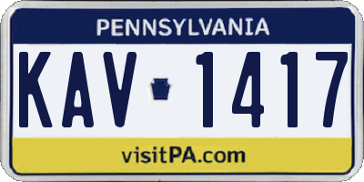 PA license plate KAV1417