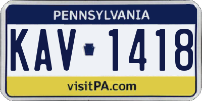 PA license plate KAV1418