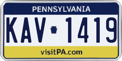 PA license plate KAV1419