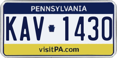 PA license plate KAV1430