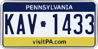 PA license plate KAV1433