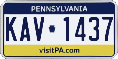 PA license plate KAV1437