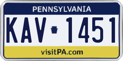 PA license plate KAV1451