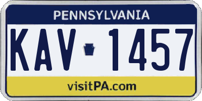 PA license plate KAV1457
