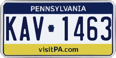 PA license plate KAV1463