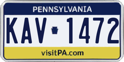 PA license plate KAV1472
