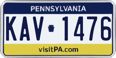 PA license plate KAV1476