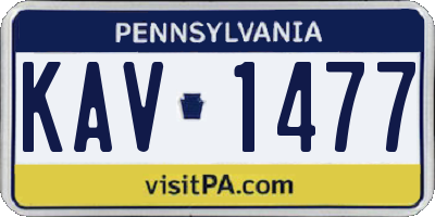 PA license plate KAV1477